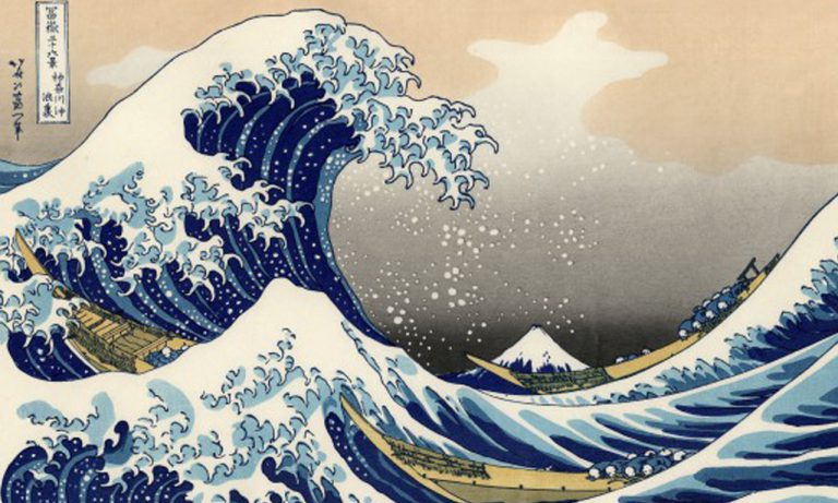“La vague” estampe d’Hokusai copie